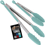 GORILLA GRIP Ergonomic Cooking Tongs – Slip Resistant Silicone Handle with Thumb Rest for Safer Everyday Use, 2-Pack