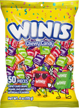 Winis Assorted Chewy Taffy Pack – Hygienic Individually Wrapped Allergy Friendly Candy for Office Break Rooms and Shared Candy Dishes, 50 Count