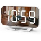 Peakeep Slim Mirror Clock – Minimalist Bedside Alarm with Clean Lines and Subtle Dimmer