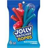 JOLLY RANCHER Ropes Blue Raspberry and Cherry Flavored Candy for Kids After-School Snacks, 6 oz Two-Flavor Bag