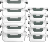 M MCIRCO Rectangular Glass Storage with Lids – Streamlined Set for Tidy Refrigerator Organization