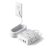 VoltaHub Charging Station – College Dorm Desk and Home Office Power Hub, Flat Plug Surge Protector with USB-C