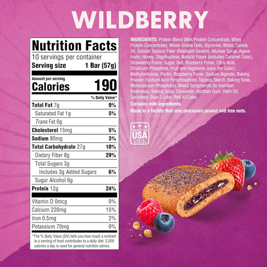 8g dietary fiber per bar from whole grains
