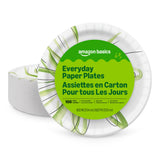 Amazon Basics Everyday Disposable Paper Plates – Soak-Proof Disposable Plates for Toddler Meals, Spaghetti Nights, and Cake Slices, 100 Count