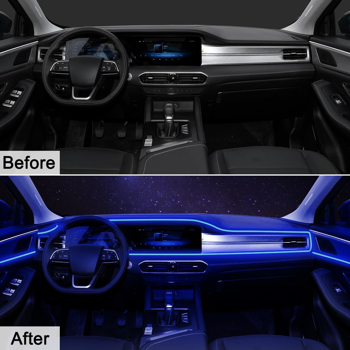 AuroraDrive Waterproof 5 in 1 RGB Car Interior LED Kit – Durable Accent Lighting for Truck Cab and Overland Vehicle Setups