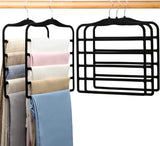 3-Pack Space-Saving Velvet Pant Hanger for Focused Dorm Room Organization, 5-Tier Cascade Design