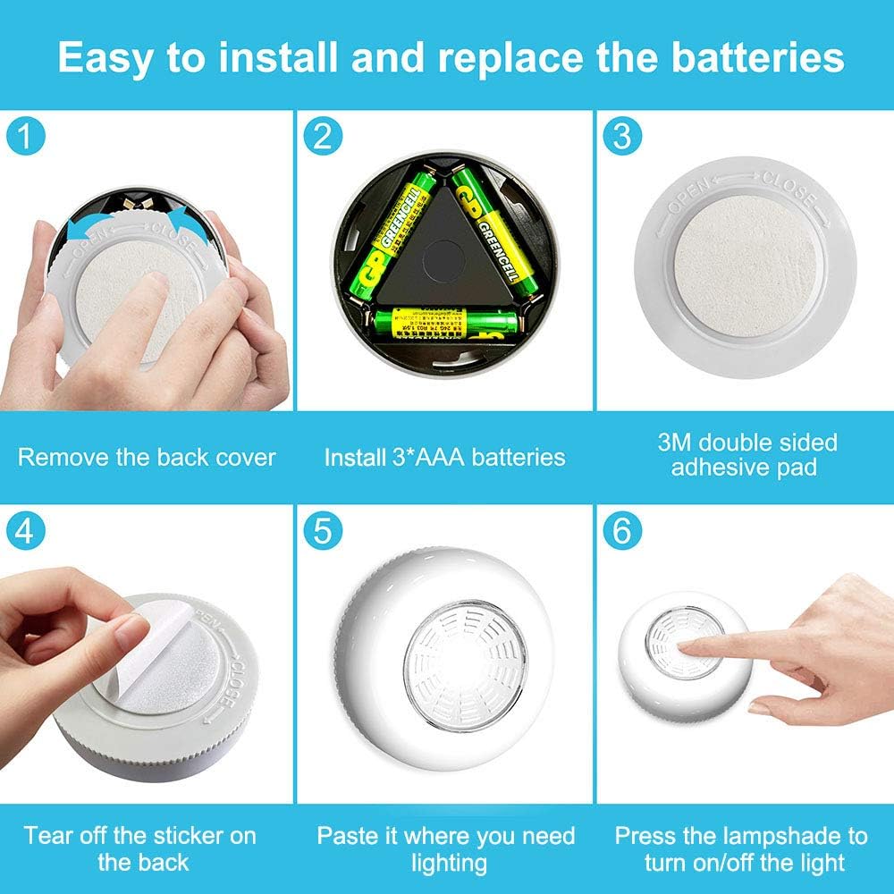 Brilliant Evolution Puck Light 6 Pack – Tool-Free Neutral Puck Lighting for Uncluttered Kitchens and Closets