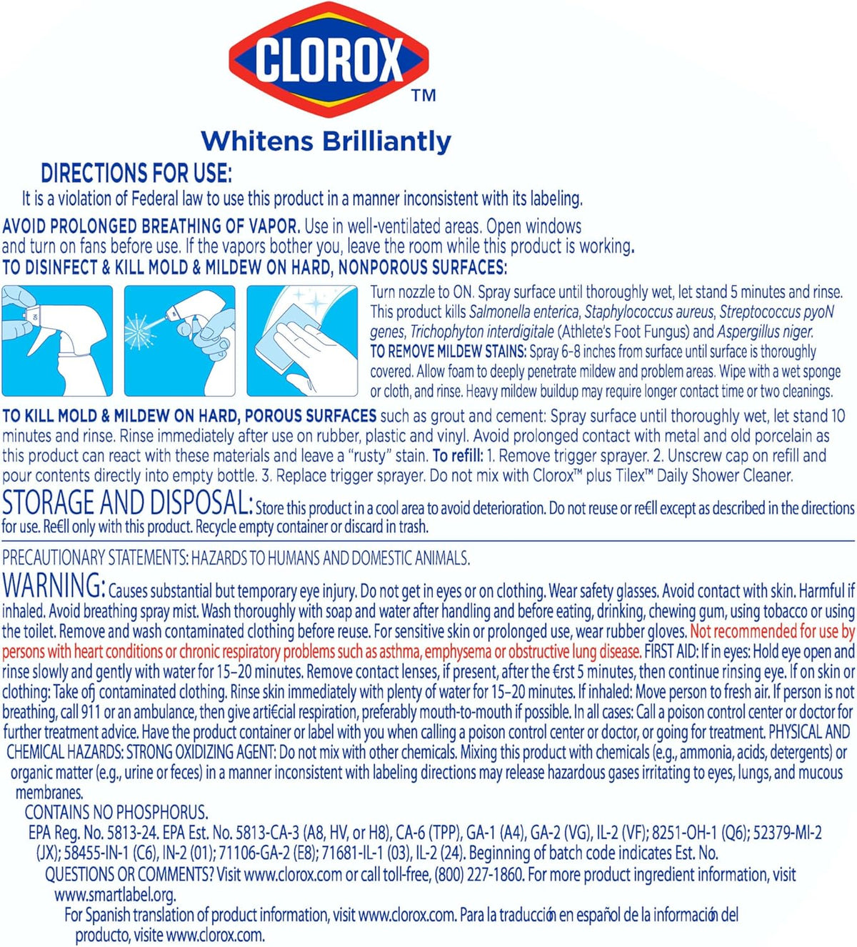 Clorox Tilex Mold and Mildew Remover – Backyard Pool Tile and Deck Spray Cleaner, Bulk Pack of 3