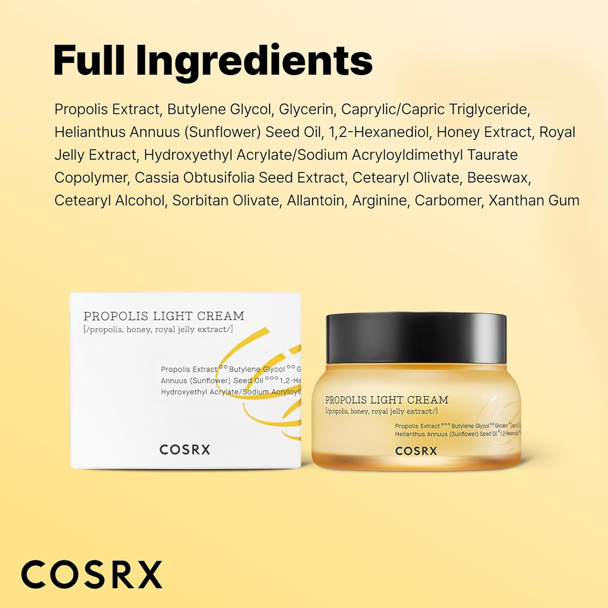 COSRX Full Fit Propolis Light Cream – Elegant Housewarming Present for Skincare Lovers, Propolis Hydration Cream