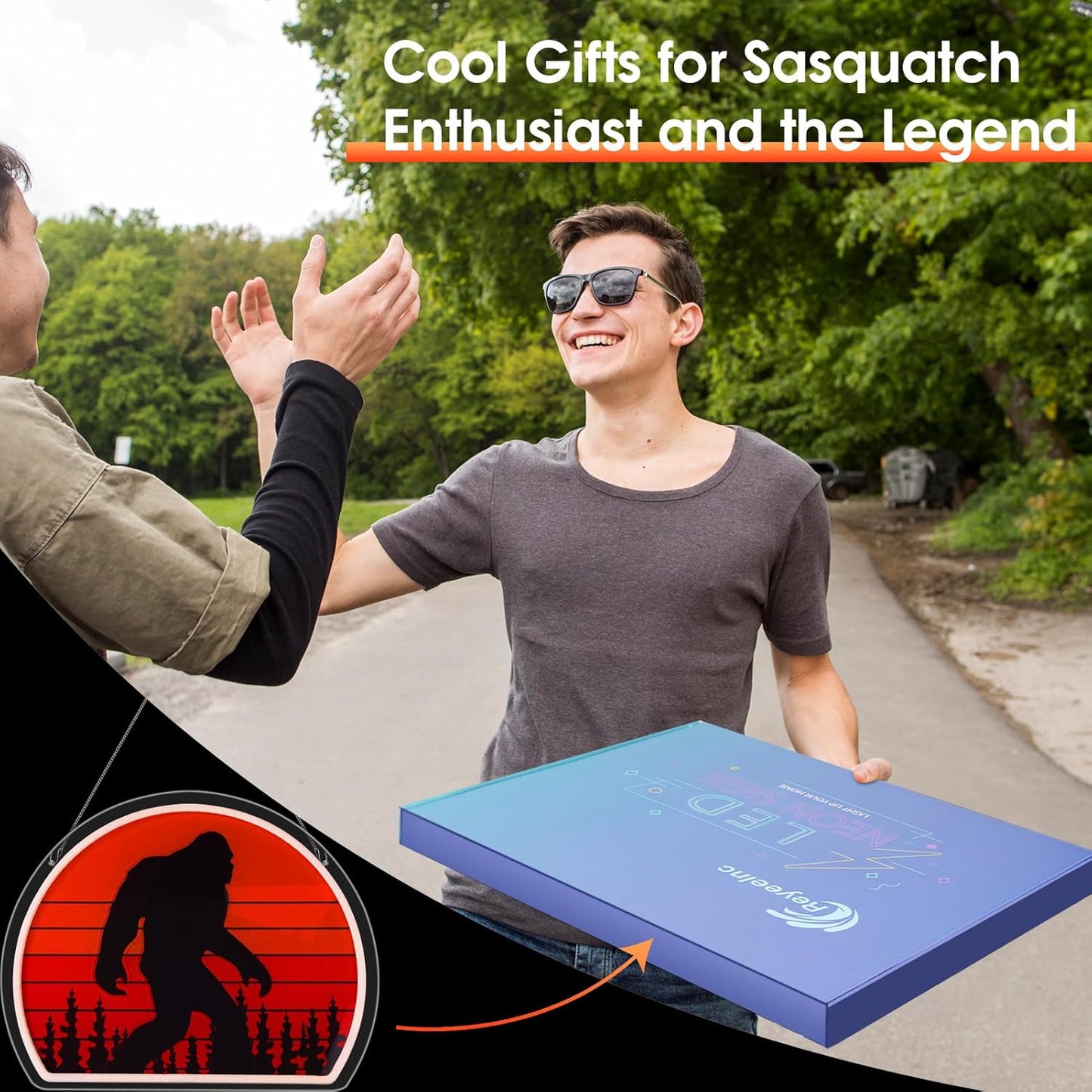 Cryptid Co. Sasquatch Neon Light – Last Minute Christmas Gift for Bigfoot Fans, Dimmable Cryptid Sign for Game Room and Den