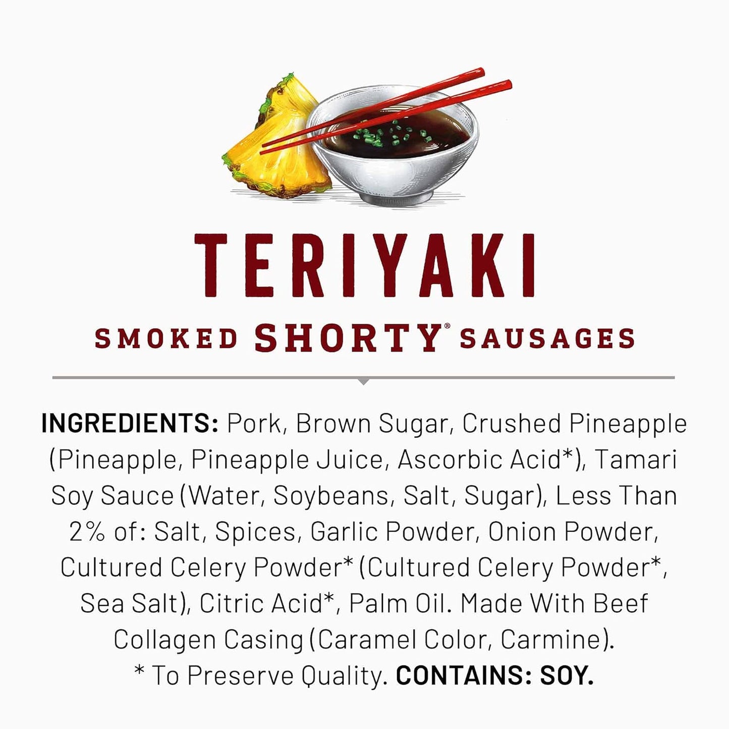 Duke's Pork Teriyaki Smoked Shorty Sausages – Soft and Easy-to-Chew Protein Bite for Sensitive Diets, 5 oz