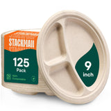 EcoNatura Heavy Duty Paper Plates – Biodegradable 9 Inch Plates for Campground Suppers & Patio Dinners