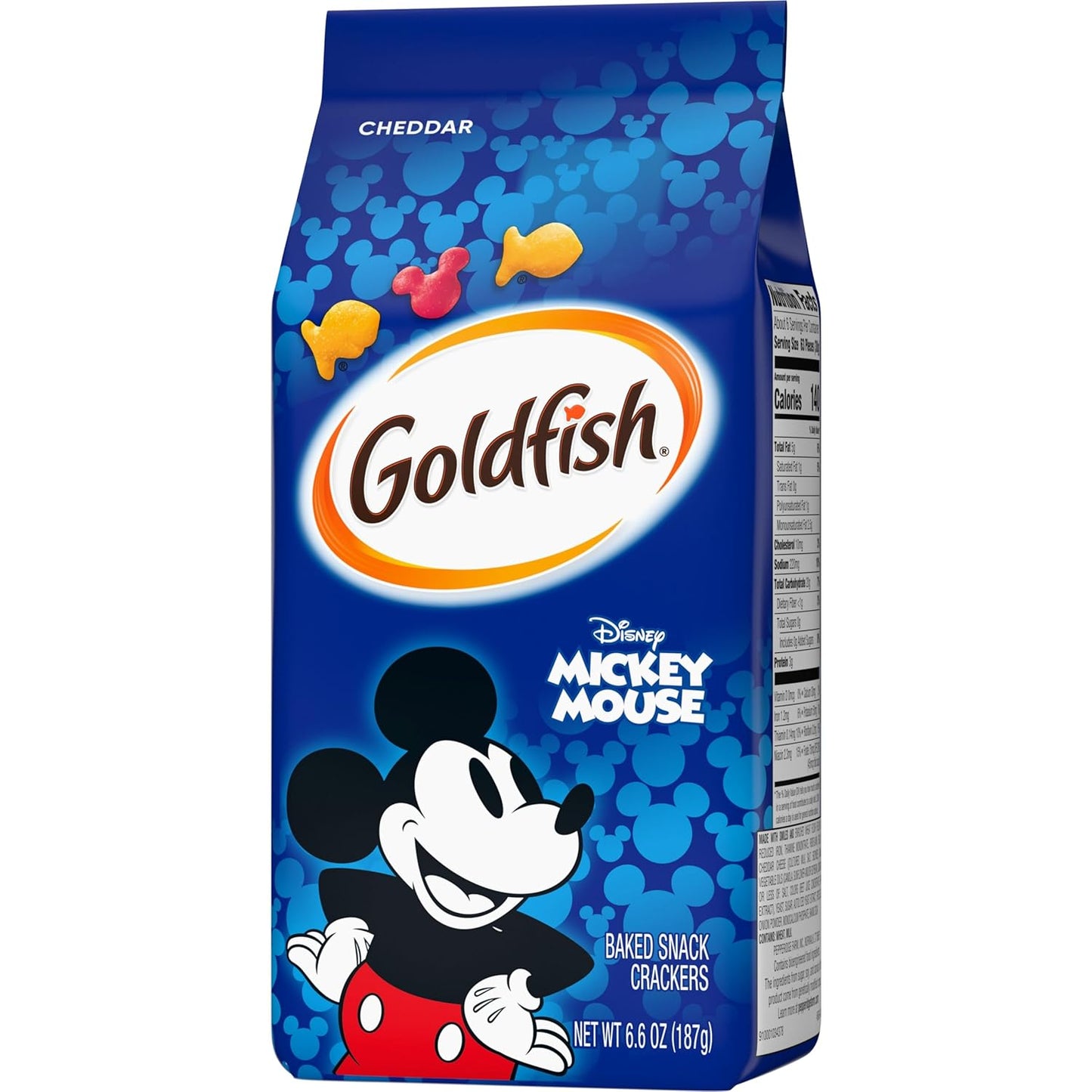 Goldfish Disney Mickey Mouse Cheddar Baked Crackers for Picky Eaters and Clean Label Snacking, 6.6 oz Bag