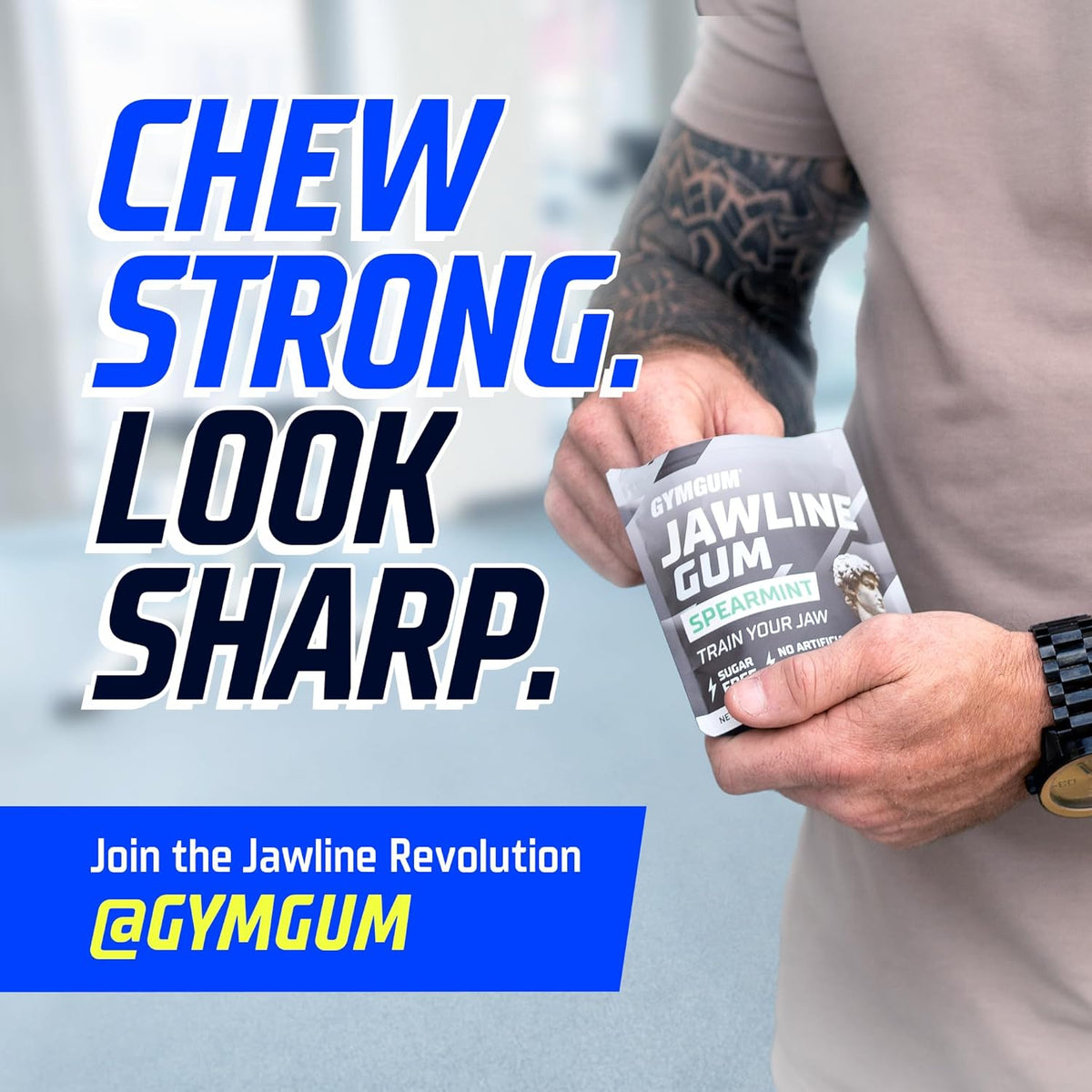 GYMGUM Jawline Gum Ultra Hard Chewing Gum | Study Room Concentration Booster for Long Pomodoro Sessions
