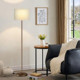 Productivity Floor Lamp 60 Inches Tall, Soft Warm Light Linen Shade, Foot Pedal Switch and Slim Profile for Focused Home Office Setup and Study Ambiance