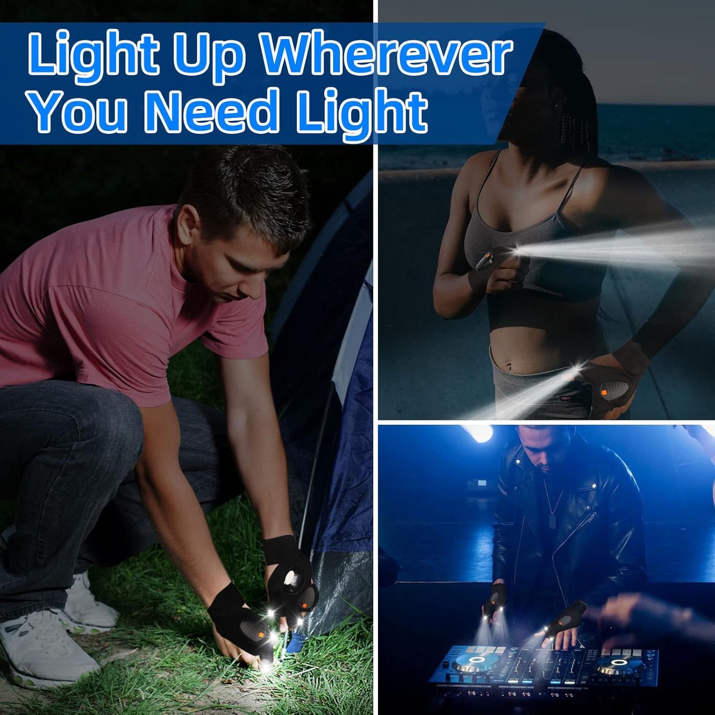 Hands-Free Flashlight Gloves – Creative Valentine's Day Gift for Him, Practical Gag Gift for Fishermen