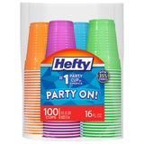 Hefty Party On Disposable Party Cups – Kids Birthday Party Drinkware with Writable Name Tag Surface, 76-Count Patriotic Pack