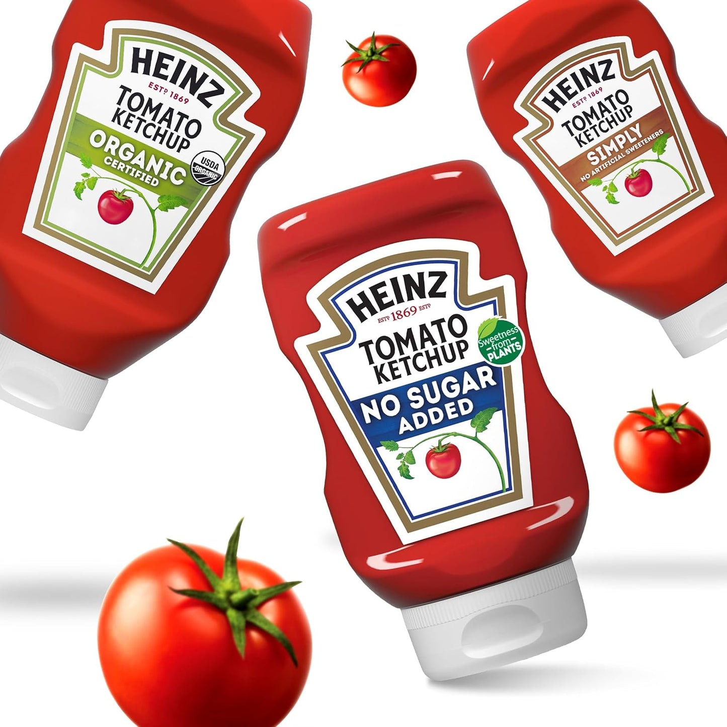 Heinz No Sugar Added Ketchup 13 oz – Lunchbox-Safe Condiment for Picky Eaters