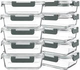 10 Pack Glass Meal Prep Boxes – Odor-Free Stain-Resistant Lunch Storage for Wellness Lifestyles