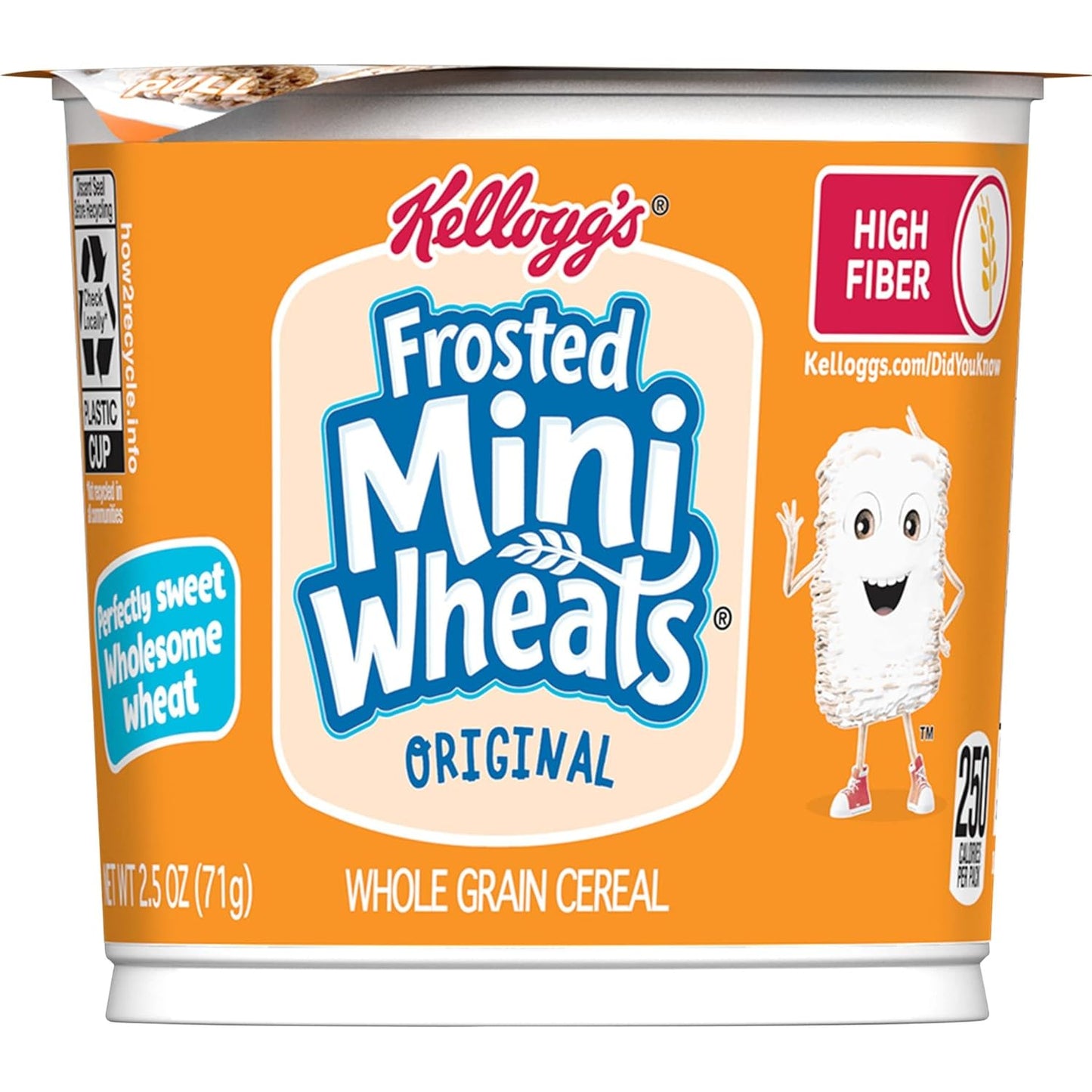 Kellogg's Frosted Mini-Wheats Single-Serve Cups – Commuter Bag Snack for Busy Mornings, 12-Cup Case