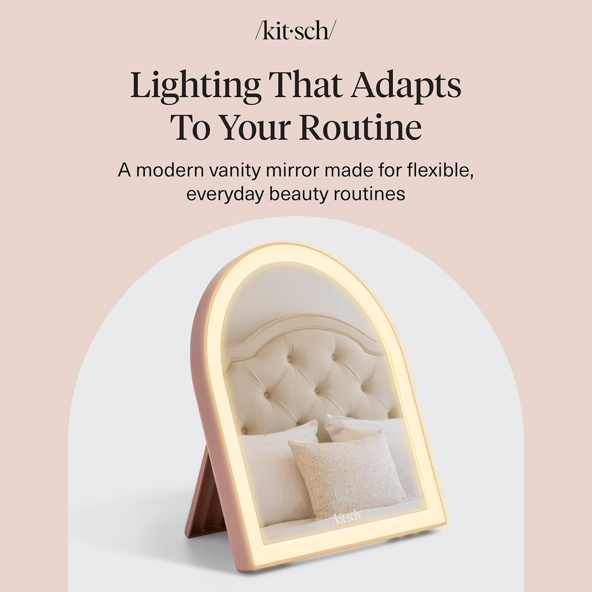 Kitsch Arch Desk Mirror – Cozy Dorm Room Decor with Adjustable LED Lighting, Compact Arch-Shaped Vanity Mirror