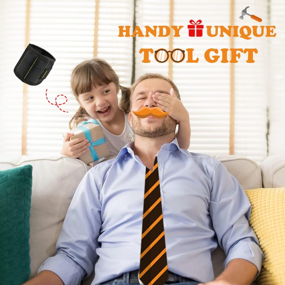 KUSONKEY Magnetic Wristband Tool Gift – Cool Christmas Present for Husband or Boyfriend, Lightweight Wrist Tool Organizer for Home Workshop