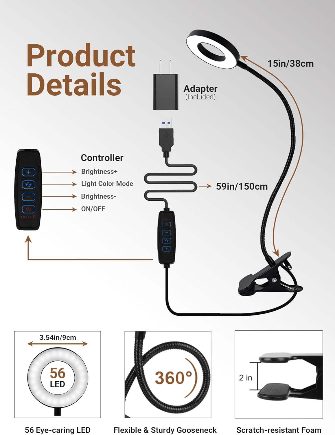 LampDepot Clean-Line USB Desk Lamp for Modern Home Office – Compact Clip Light That Disappears Into the Background