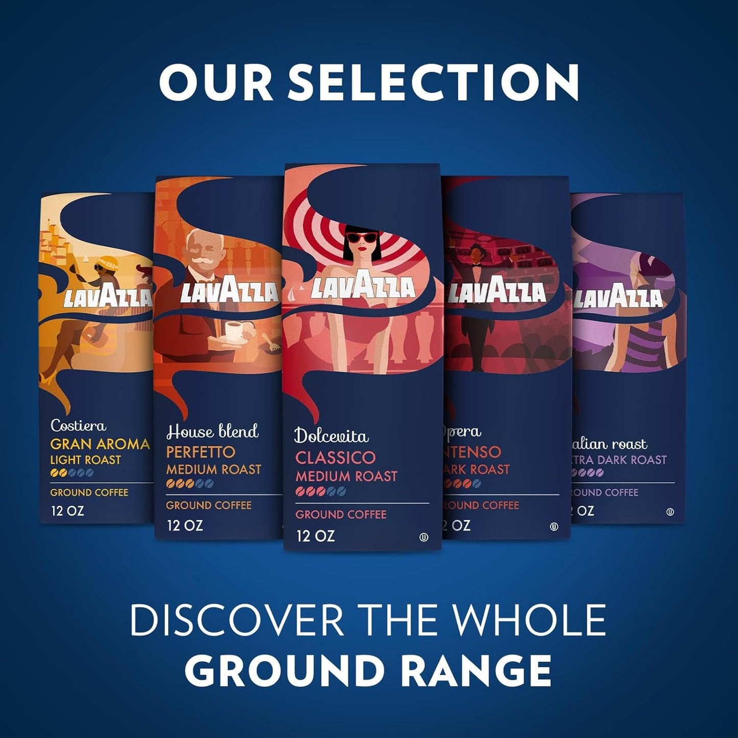 Lavazza Dolcevita Classico Ground Coffee – Sophisticated European Coffee Experience at Home, 3/5 Intensity Medium Roast