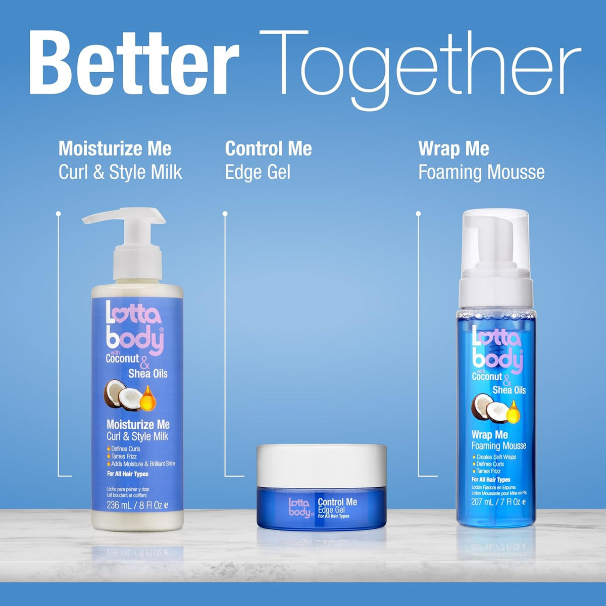 Lottabody Moisturize Me Curl and Style Milk for Natural Kids' Hair – Mild Coconut & Shea Formula for Curl Definition, Frizz Control for the Kids' Bathroom Routine