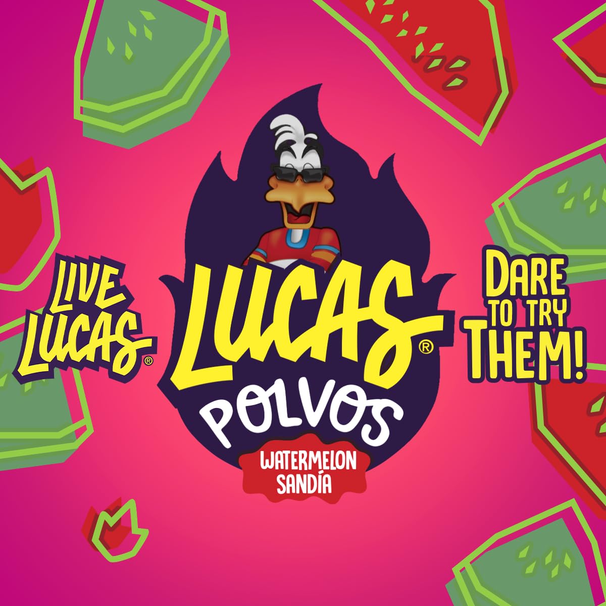 Lucas Powder Watermelon Flavored Candy – On-the-Go Spicy-Sweet Snack for Tailgates, Beach Days, and Backyard BBQs, 10 Pack