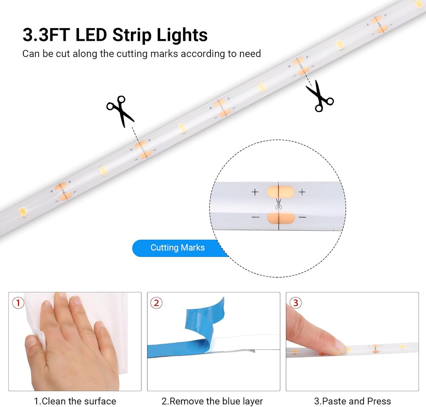 LumifyHome 3.3FT Outdoor LED Strip – Cordless Glow for Camping Tables, Deck Stairs, and Garden