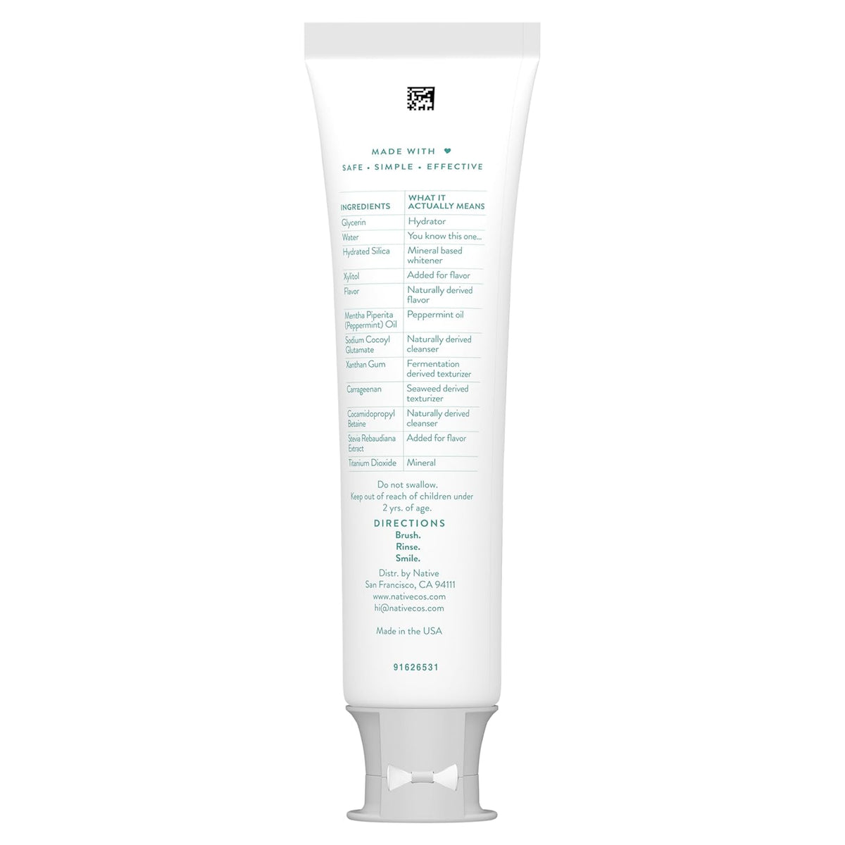 Native Fluoride Free Toothpaste – Less-Is-More Family Toothpaste with Wild Mint, Simple Formula, 4.1oz (Pack of 3)
