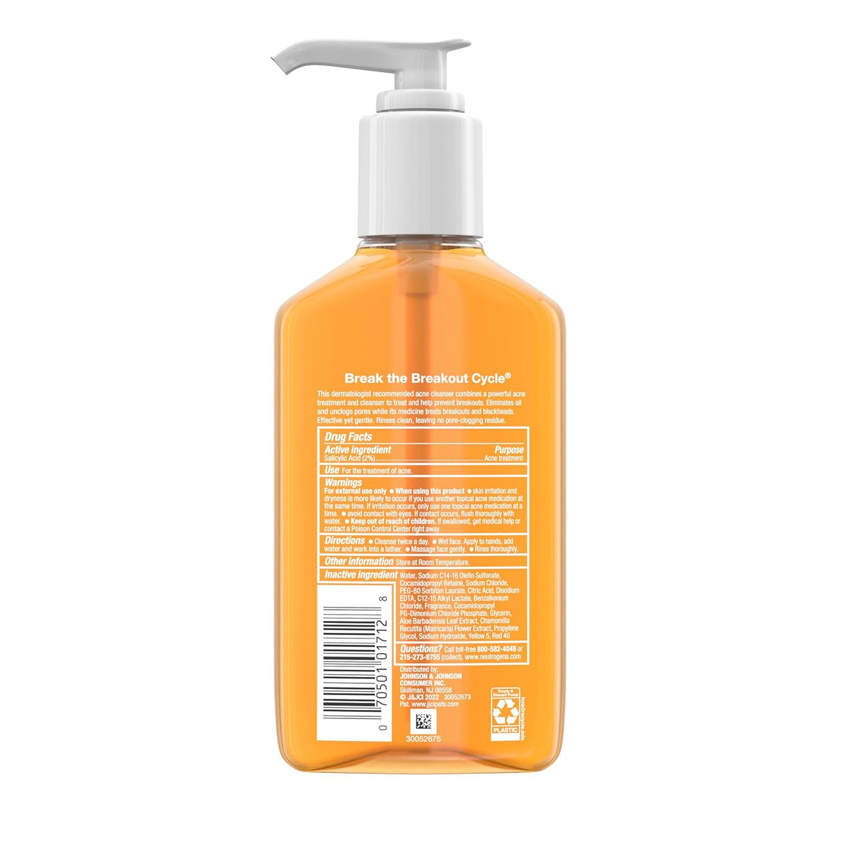 Neutrogena Acne Face Wash – Oil-Free Salicylic Acid Gel for a Refreshing End-of-Day Wind-Down Cleanse