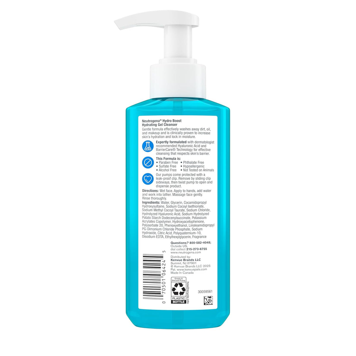 Neutrogena Hydro Boost Hydrating Face Wash & Makeup Remover – Spa-Like Morning and Evening Cleanse for Dry Dehydrated Skin, Hypoallergenic, 7.8 fl oz