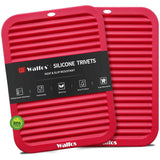 Walfos Silicone Trivet Mat – Designer Kitchen Counter Mat, Stylish Heat Resistant Pad for Open Shelving Displays