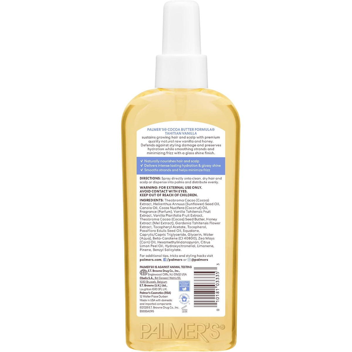 Palmer's Cocoa Butter Formula Tahitian Vanilla Hair Treatment – Luxe Vanilla Scented Smoothing Oil for Elevated Vanity Styling