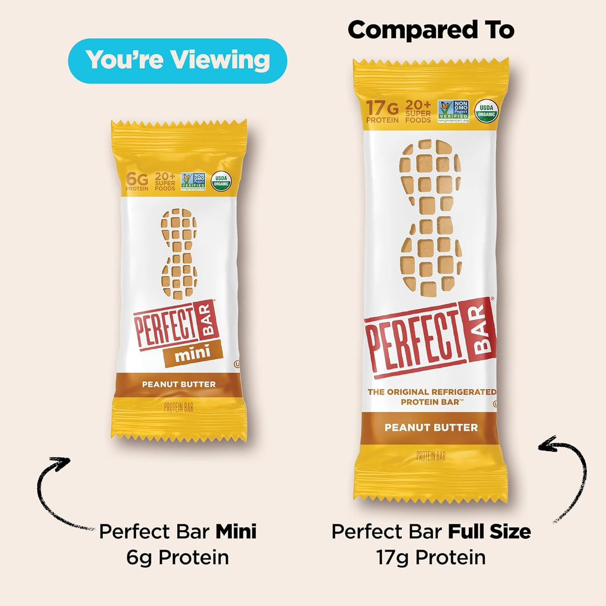Perfect Bar Mini Peanut Butter Protein Bar – Outdoor Excursion Snack for Trails and Campsites, Refrigerated Fresh Bars