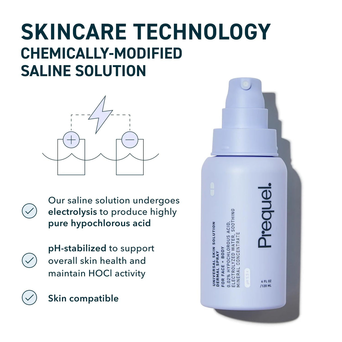 Prequel Universal Skin Solution Hypochlorous Mist – Fragrance-Free, pH-Stabilized Care for Eczema & Rosacea Skin, 4oz