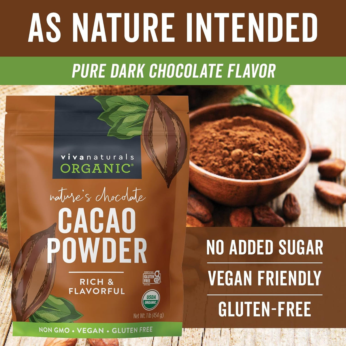 Pure Cacao Powder – Clean Chocolate Flavoring for Homemade Kid Snacks, Yogurt & Oatmeal