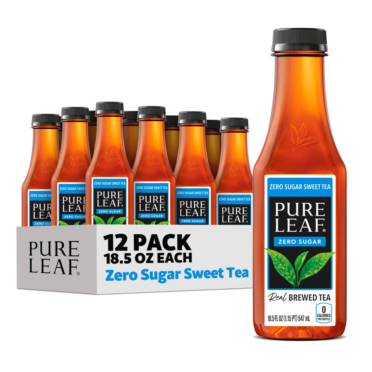 Pure Leaf Iced Tea, Zero Sugar Sweet Tea, 18.5 Fl Oz Bottles (Pack of 12)