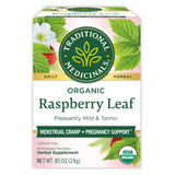 Traditional Medicinals Organic Raspberry Leaf Herbal Tea – Daily Herbal Ritual for Postpartum Recovery and Hot Flash Relief, 16 Tea Bags