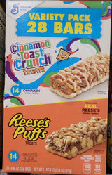 Reese's Puffs Cinnamon Toast Crunch Treat Bars – Desk Drawer Snack for the Office, 28 ct