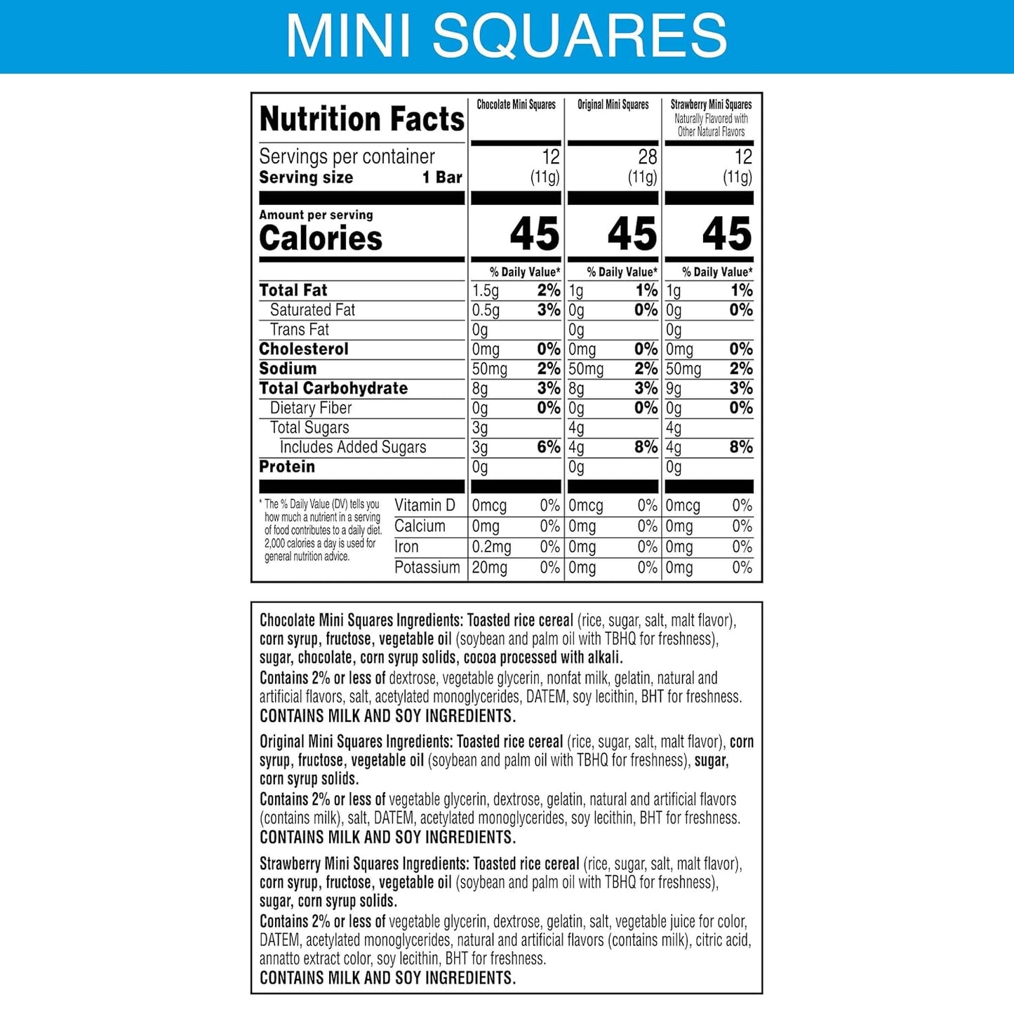 Rice Krispies Treats Mini Squares – Travel and Camping Snack Variety Pack, Sealed Wrappers for Mess-Free Carry, 52 Count