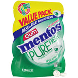 Mentos Pure Fresh Sugar-Free Chewing Gum with Xylitol, Fresh Mint, 120 Piece Bulk Resealable Bag for Desk-Side Focus and Freshness
