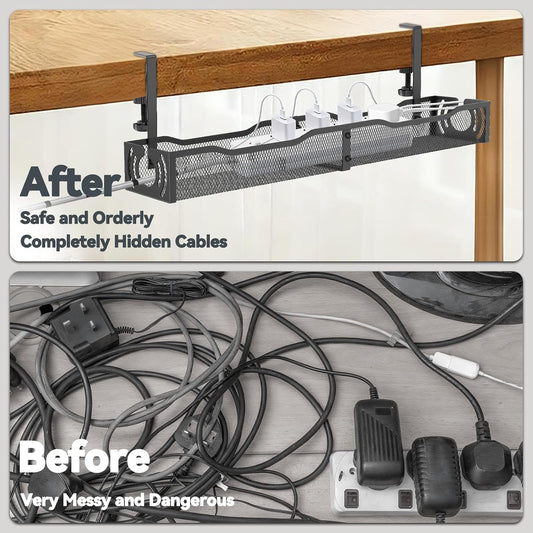 stainless steel metal frame rated to support 15 lbs of cables, strips, and adapters
