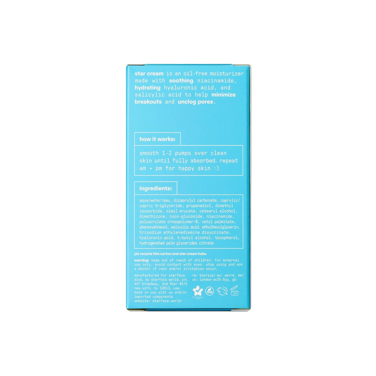 Starface Star Cream Salicylic Acid Hydrator – Family-Shelf Safe Daily Moisturizer for Teen Breakouts and Sensitive Skin