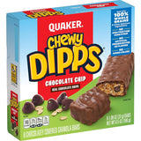 Quaker Chewy Dipps Chocolate Chip Granola Bars – Back-to-School Pantry Snack, Kid-Approved Chocolate Coated Bars, 6 ct