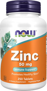 NOW Foods Zinc Gluconate 50 mg – Compact Daily Supplement for Hikers and Frequent Travelers, 100 Tablets