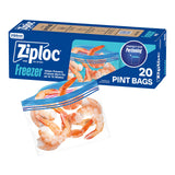 Ziploc Pint Storage Bags for Kids' Lunchboxes and After-School Snacks, Easy-Grip Leak-Resistant Freezer Packs, 12 Count
