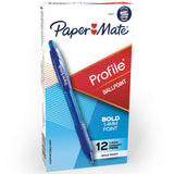 Paper Mate Profile Retractable Pens for Students and Grading Educators, Bold 1.4mm Blue Ink for Lectures, Notes, and Red-Blue Feedback